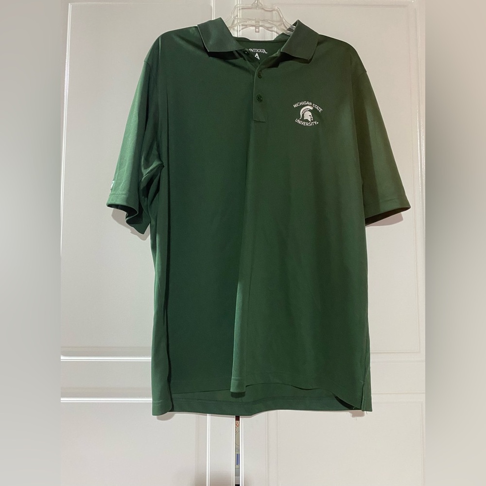 Antigua Dark Green Polo Shirt for Men Michigan State MSU